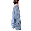 Pantalones casuales de talla grande para mujer, pantalones de trabajo de pierna ancha y recta, pantalones de cintura alta