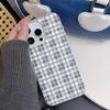 Blau-Weiß Karierte Litschi-Textur Handyhülle Für iPhone 17 16 14 15 Plus 13 12 11 Pro Max X XR 17 Air Stoßfeste Silikonhülle
