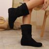 Damenstiefel mit niedrigem Absatz 2025 Neu Vier Jahreszeiten Bequeme Damenschuhe Mode Outdoor Sexy Mid-Calf Stiefel Frau Botas De Mujer