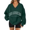 Women's Loose And Comfortable Letter V-neck Sportswear Long-sleeved Sweatshirt Daily Matching Clothes