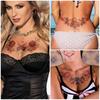 10 Sheets Vivid Chest Temporary Tattoos For Women Girls Large Adult Temporary Tattoos Rose Flower Jewel Fake Tattoos
