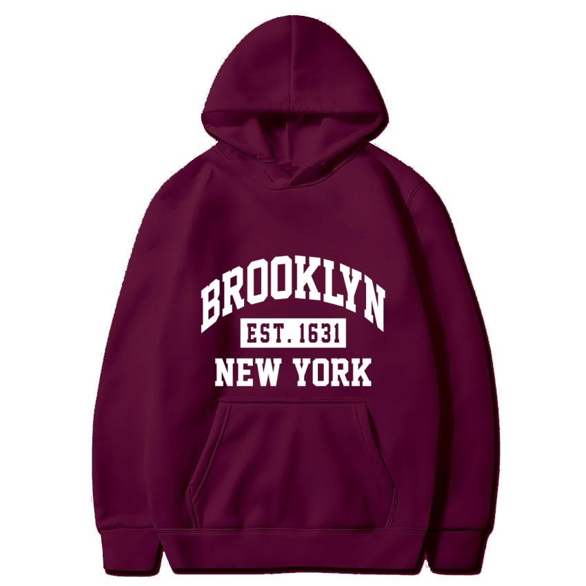New York Brooklyn 1631 Printed Hoodie Classic Long Sleeve Jacket Daily Casual Autumn/Winter Sweatshirt Street Warmth Sweatshirt