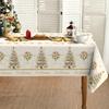 Merry Christmas Tree Golden Balls Tablecloth For Table Decor Winter Floral Bells Print Dining Table Cloth Christmas Decorations