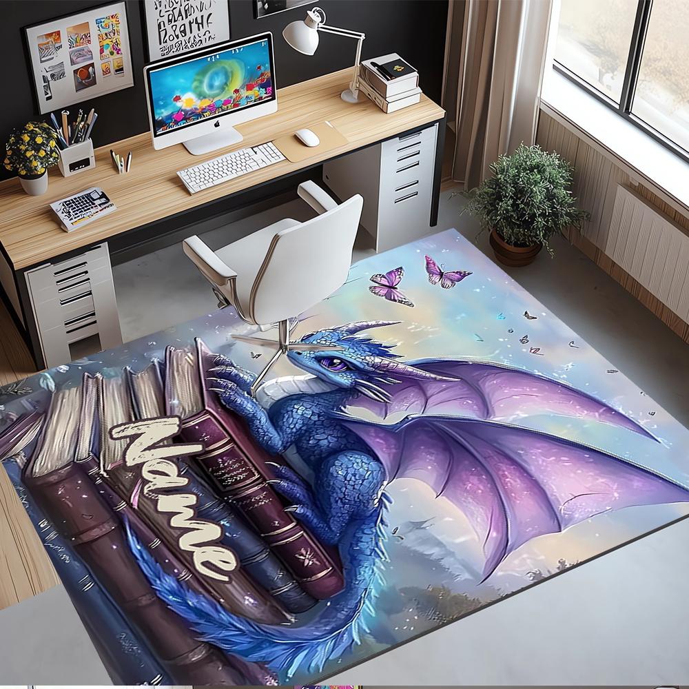 Custom Name Dragon Printed Carpet,Rug for Office Chair Living Room Bedroom Kitchen Room Decor Gifts.