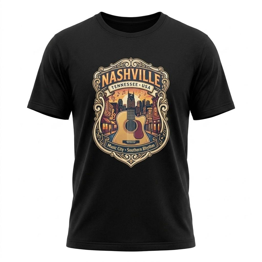Nashville Tennessee Music City Graphic T-Shirt Unisex Travel Tee