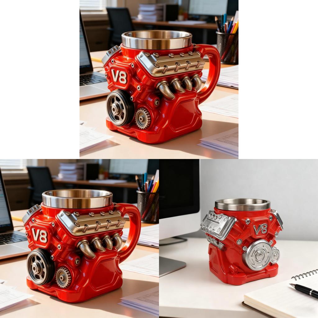 V8 Engine Theme Drinkware Resin Steel Coffee Mug Perfect For Birthday And Travel