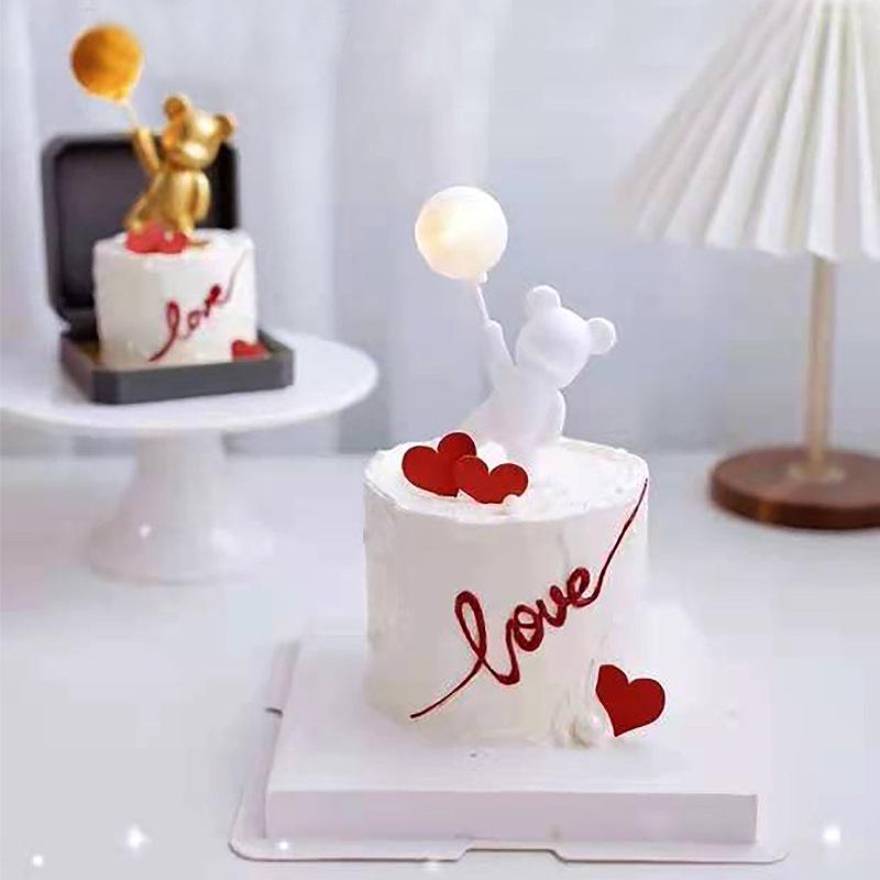 Romantic Light-Up Balloon Cake Decoration & Confession Bear Gift for Birthdays and Valentine's Day