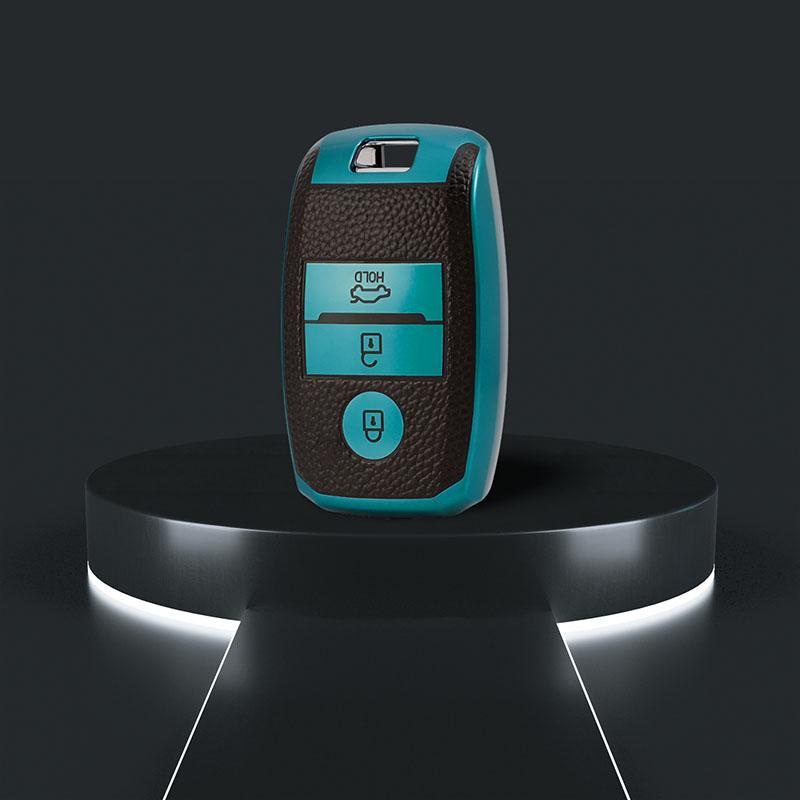 

Чехол для автомобильного ключа из ТПУ кожи с 3 кнопками для Kia Rio Sorento Cerato Forte K2 K4 Stonic Carnival Niro Picanto Elantra Verna Sportage зелёный