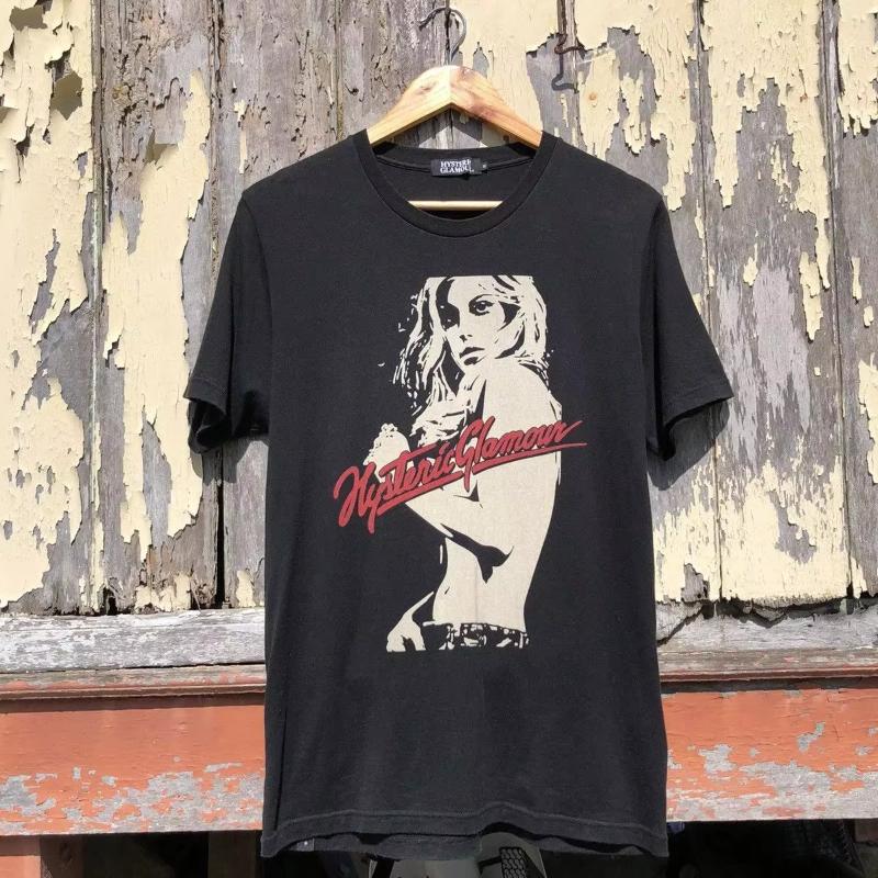 

Hysteric Glamour Винтажная Мода Черный Мужской Летний Новый Мужской и Женский Хлопковый Топ Одежда Оверсайз Футболки с Коротким Рукавом M