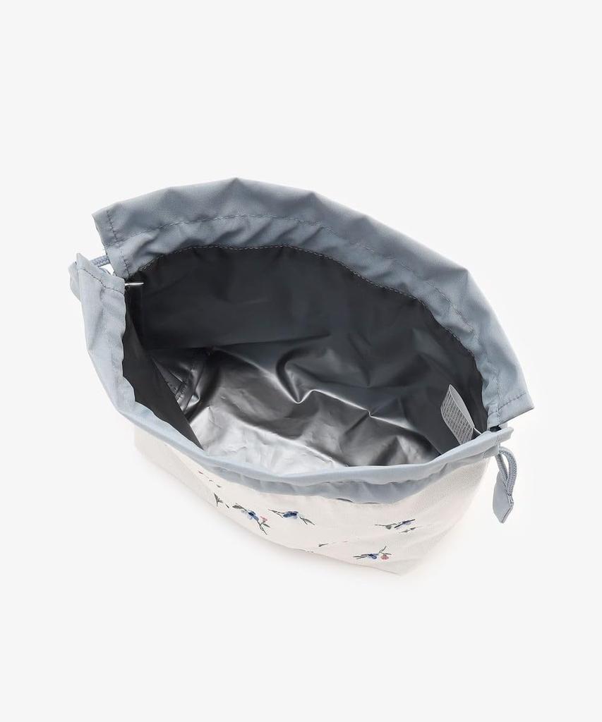 Afternoon Tea Living JD56 Heritage Fleur Embroidered Insulated Drawstring Lunch Blue Bag,