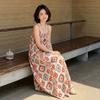 Beautiful Romantic Temperament Suspender Dress Lazy Loose Unique Niche Seaside Vacation Floral Dress Women's Spring and Summer