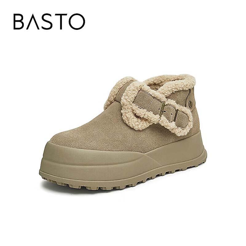 BASTO Women s Fluffy Thick-Soled Short Snow Boots 39