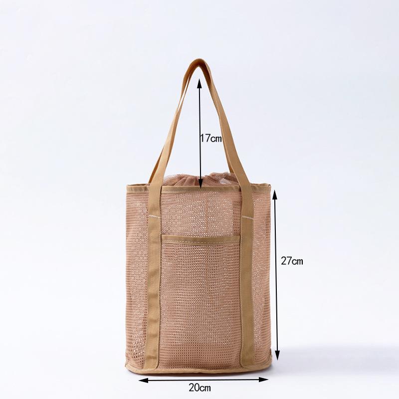 Korean Style Mesh Beach & Gym Bag - Casual, Hollow Design, Travel & Toiletry Storage