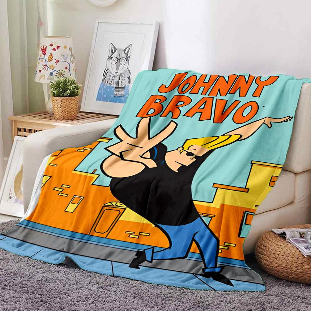 Johnny Bravo Theme Printed Blanket - Perfect for Couch, Bed, Travel & Outdoor Use | Machine Washable, Cozy & Durable.