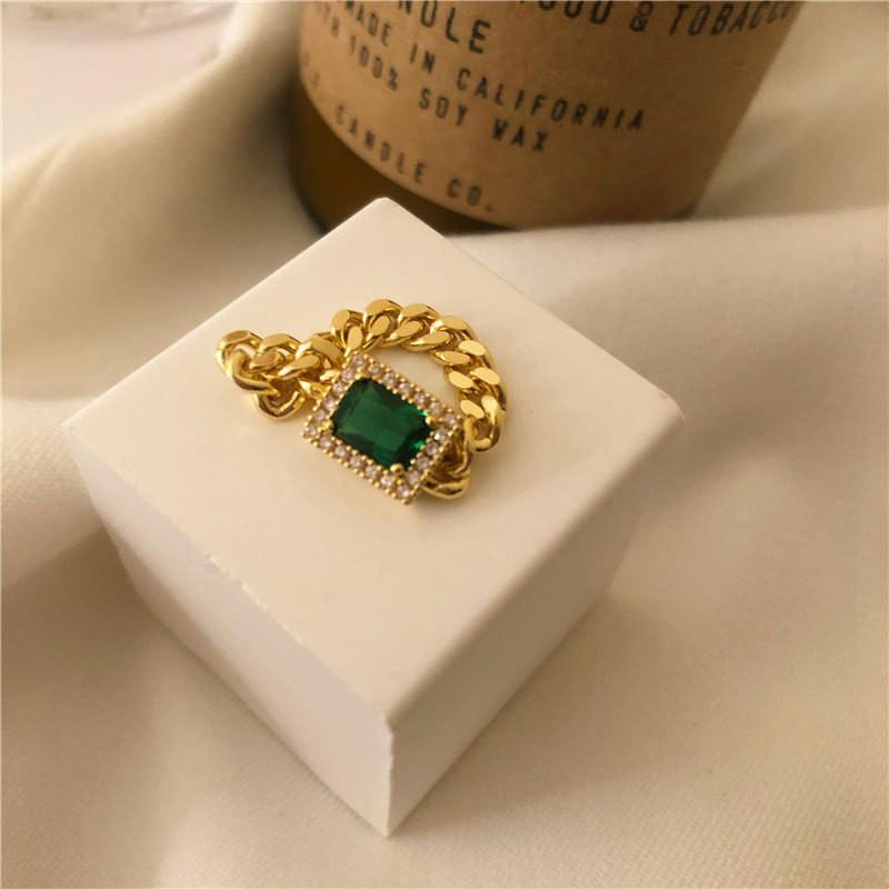 

Quality Exquisite High French Style Inlaid Vintage Brass Chain Ring Women For J16858