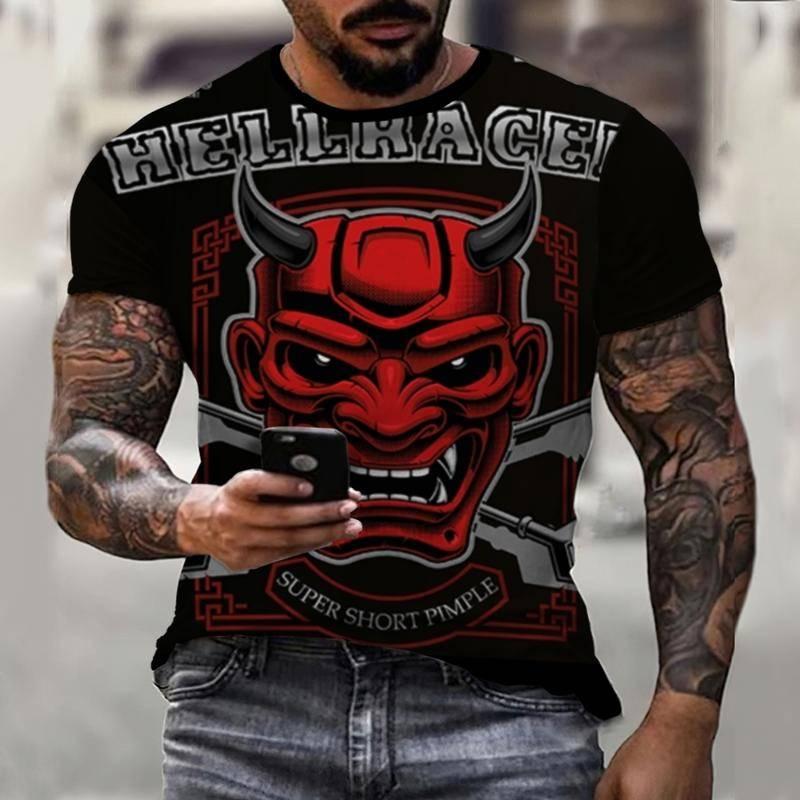 3D Printing T-Shirt Demon Weird Top Street Men's T-Shirt Skull O Neck Fashion Men's Top Short Sleeve Summer Men T-Shirt