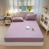 100% Cotton Solid Color Fitted Bed Sheet Set - 3 Pieces, Single/Double Size, Pure Cotton for Home or Dorm.