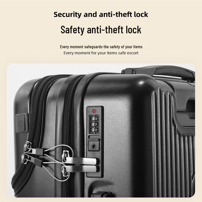 Front Opening Travel Suitcase with USB and Cup Holder