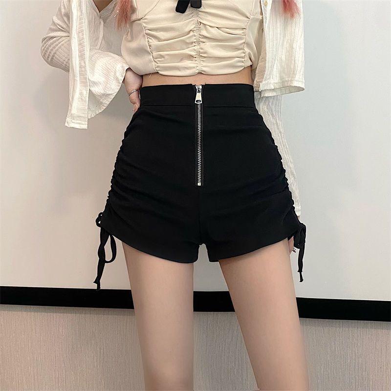 2026 Summer Plus Size High-Waist A-Line Wide Leg Shorts for Women - Black