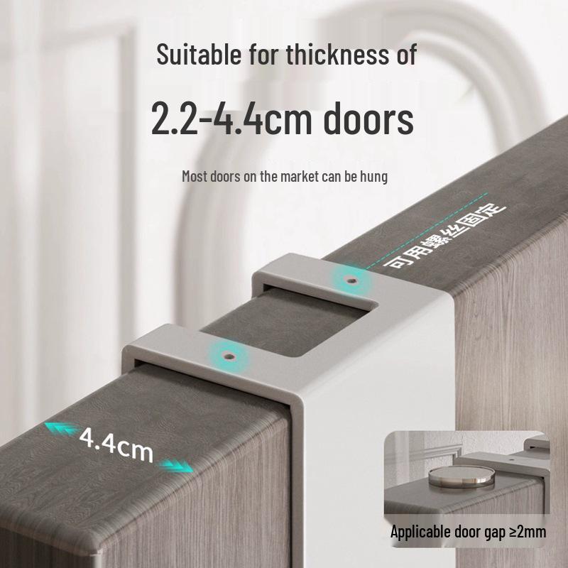 Punch-Free Wall-Mounted Door Hook Rack for Kitchen Cabinets - Organize Clothes, Hats, Keys & More