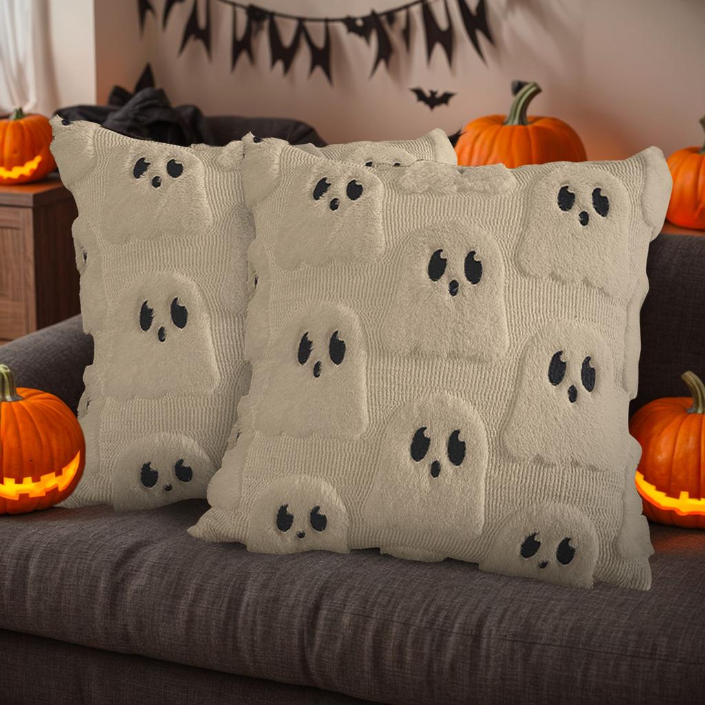 Ghost Plush Pillow Covers Halloween Decor For Sofa Couch Bed Living Room Soft Cushion Cover Throw Home Pillow Cases 45*45cm