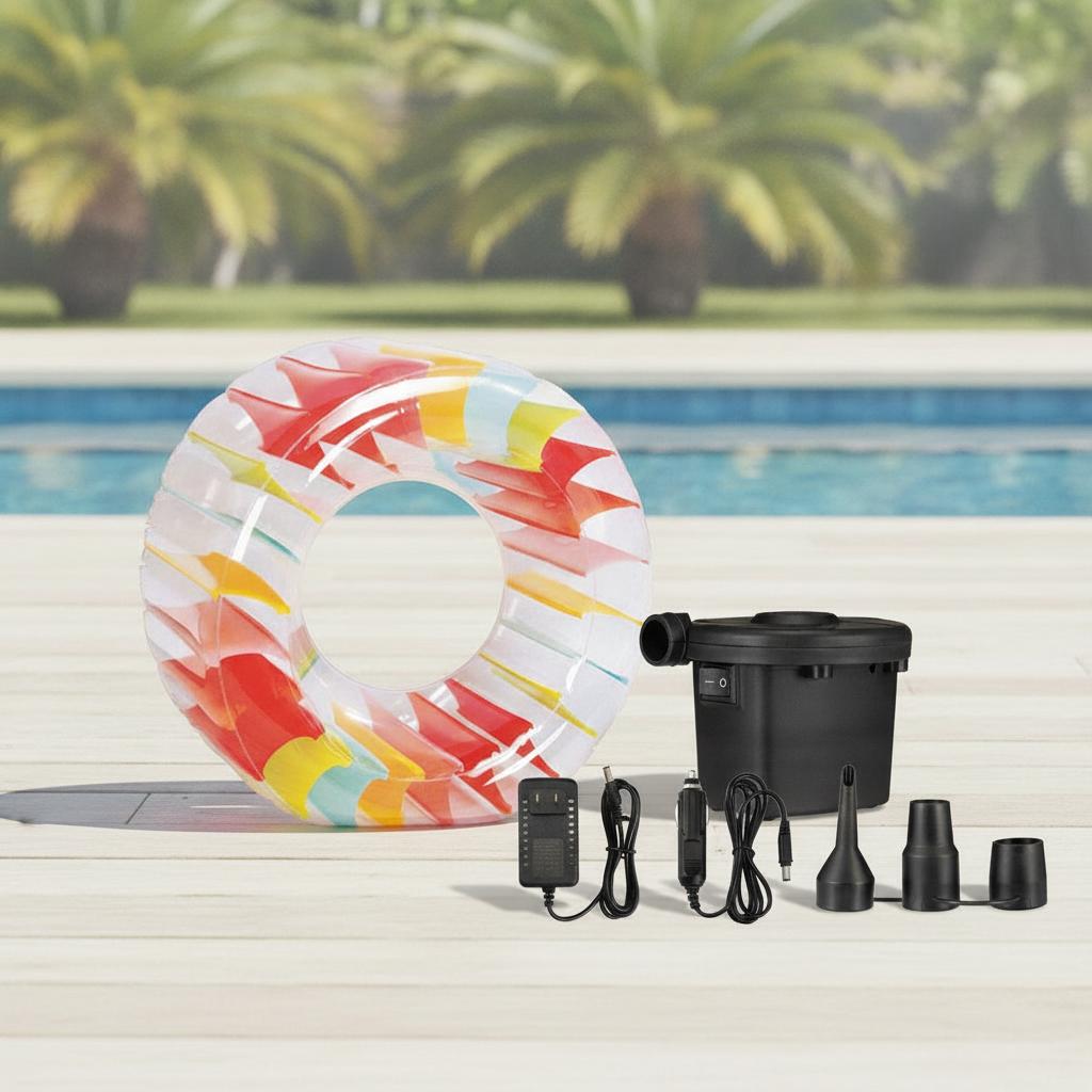 Pool Pond Beach Inflatable Water Wheel Raft Roller Floating Toys Electric Air Pump Nozzles Included