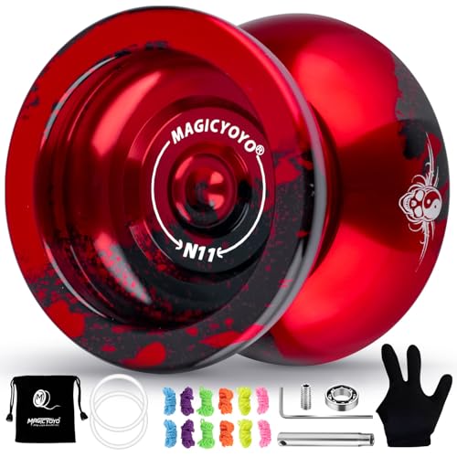 

MAGICYOYO N11 Professional Non-Reactive Yo-Yo & Responsive Yo-Yo for Kids Ages 8-12+, Alloy Aluminum Yo-Yo, Includes 1 Yo-Yo Bag, 1 Glove, 12 Strings,