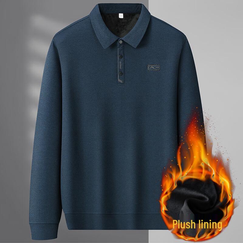 Men's Plus Size Fleece Lined Lapel Polo Shirt