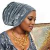 Glitter Pleated Women's Head Wraps Bonnet African Turban Cap Muslim Headscarf Bonnet Turbante mujer