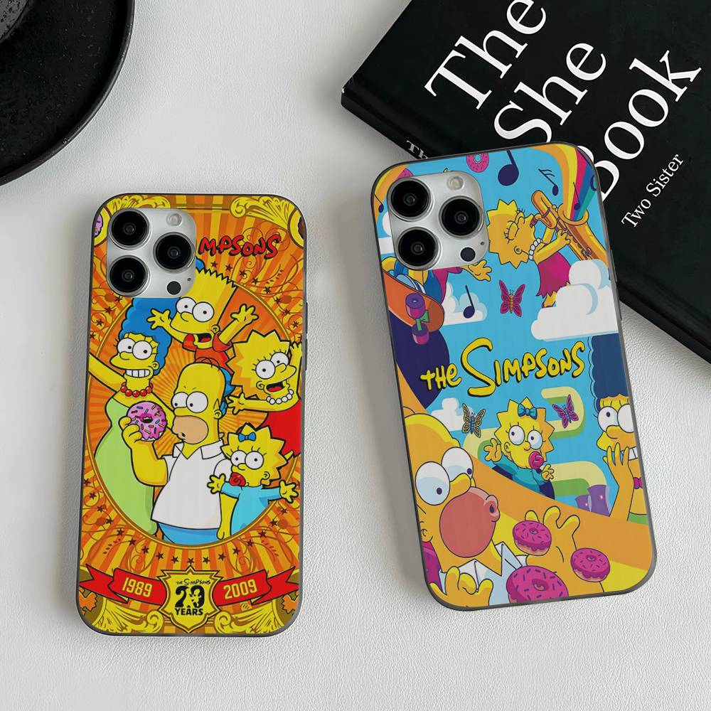 Funny Cartoon S-Simpsons For IPhone 16 15 14 13 12 11 17 Pro Max Plus Wave Corrugated Phone Case Anti Drop Cover