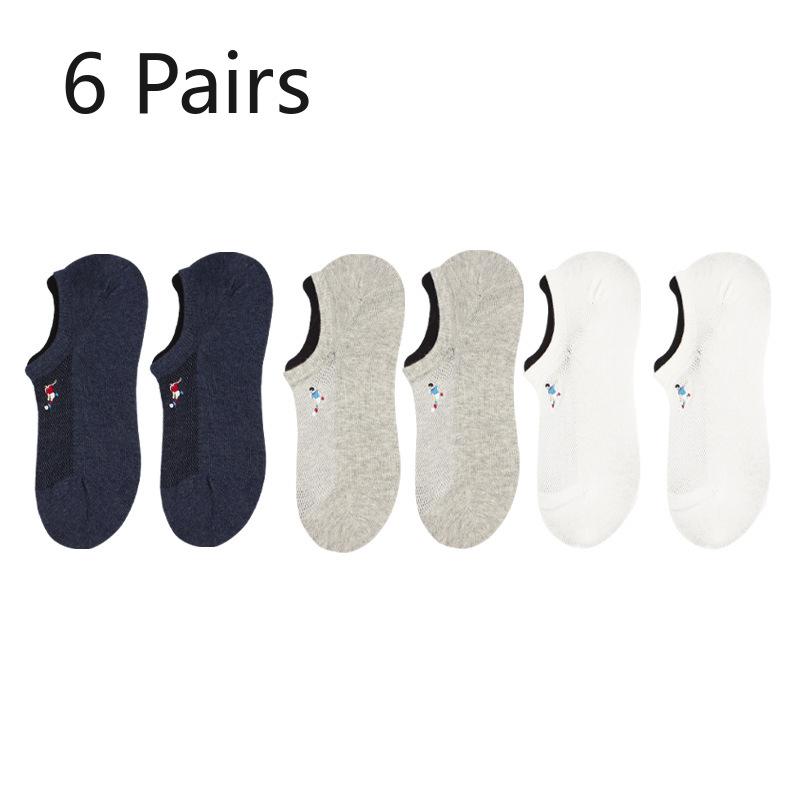 

6 пар носков Мужские летние тонкие короткие носки Влагоотводящие дышащие сетчатые носки-лодочки Мужские нескользящие с не опускающейся пяткой Мужские носки Бесшовные носки