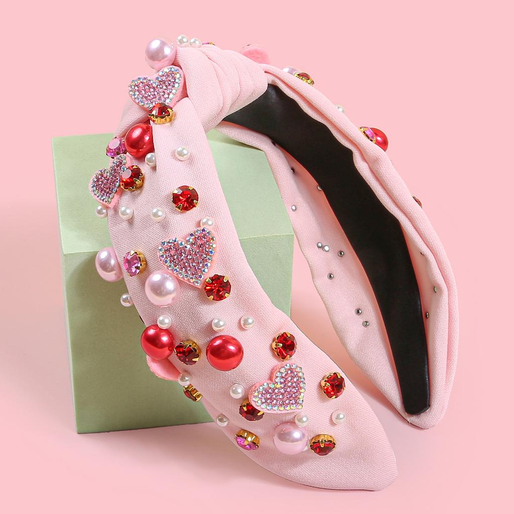 Mode Kristall Herz Stirnbänder Mädchen Kristall Perle Stirnband für Frauen Valentinstag Stirnbänder für Party Haarschmuck