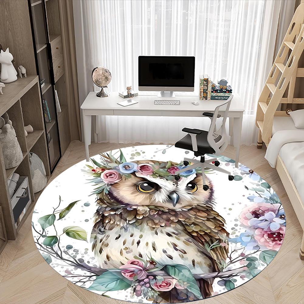 1pc Floral Owl Decor Chair Carpet for Office, Non-slip, Soft and Durable Office Rug for Decoration, Perfect for Office yy251229167