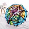 1 Stück Lotus Buntglas Automatisches Öffnen/Schließen Regenschirm Kompakter Faltregenschirm, Ganzjahres-Tragbarer Regenschirm für Damen/Herren F1124151