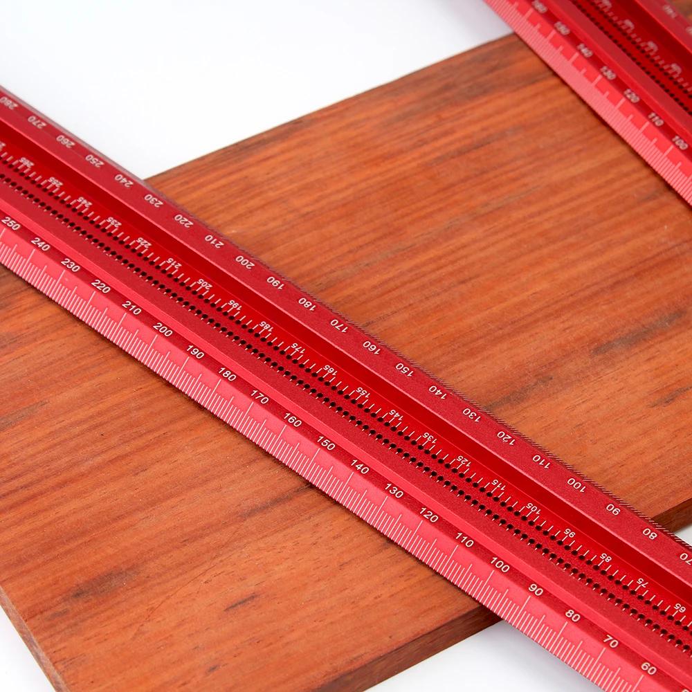60-500MM Precision Marking T-Ruler Aluminum Alloy Woodworking Scribe Marking Gauge Deluxe Crossed-out Hole Scribing Ruler