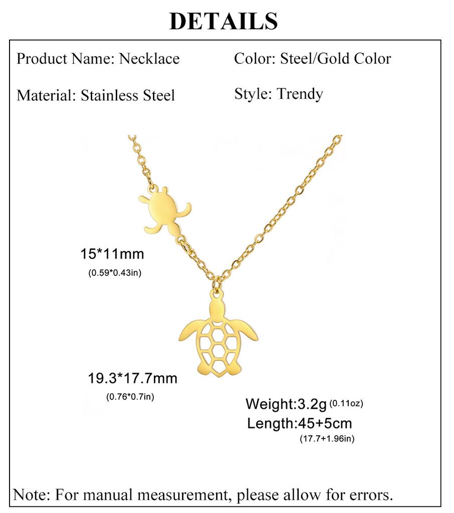 Cazador Stainless Steel Turtle Pendant Necklace for Women Gold Color Animal Choker Jewelry Birthday Gifts Wholesale 2026