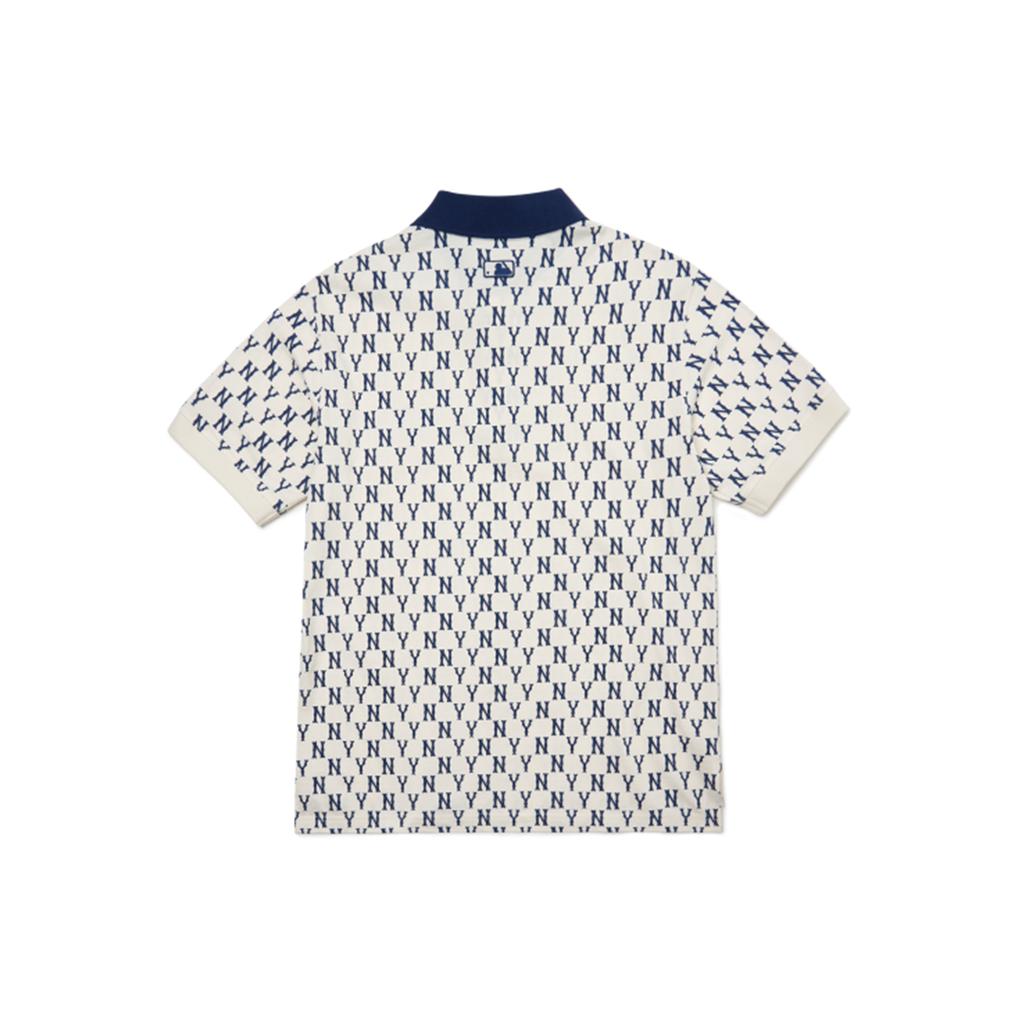 New MLB Base Logo Polo Shirts Men's White 3LPQM1023-50CRS