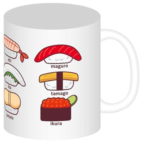 Artec Cup Japan Souvenir Japanese Pattern Sushi Mug White 350ml 92904