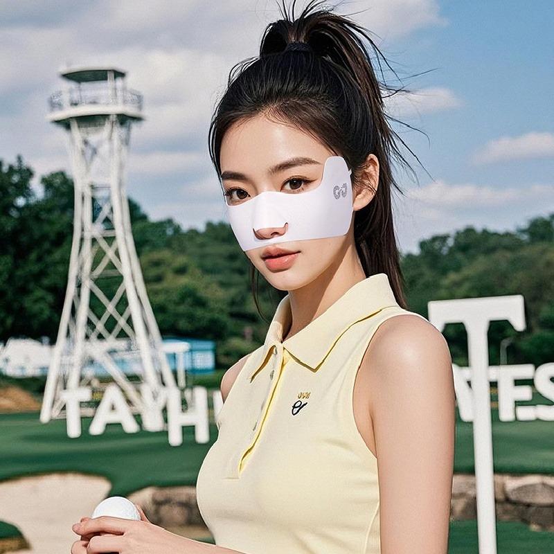 High Quality Summer Ice Silk Sunscreen Mask Women Outdoor UV Shade Breathable Golf Mask Half Breathable Hanging Ear Outdoor
