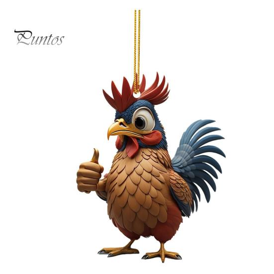 

1/6 шт. Рождественский цыпленок, украшение, милый мультяшный мотив, акриловая подвесная подвеска, украшение на рождественскую елку для зимних вечеринок, декор для фермерского дома A