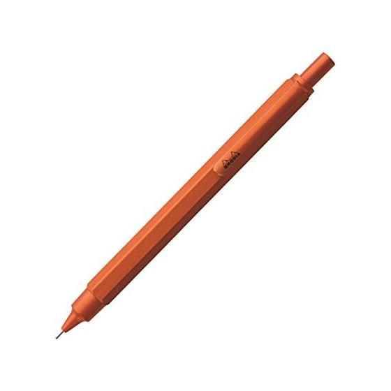 Rhodia Script Mechanical Pencil, 0.5mm, Hexagonal Barrel, Aluminum Body, Brushed Finish, Orange - Functional Beauty, Minimalist Design, Metallic