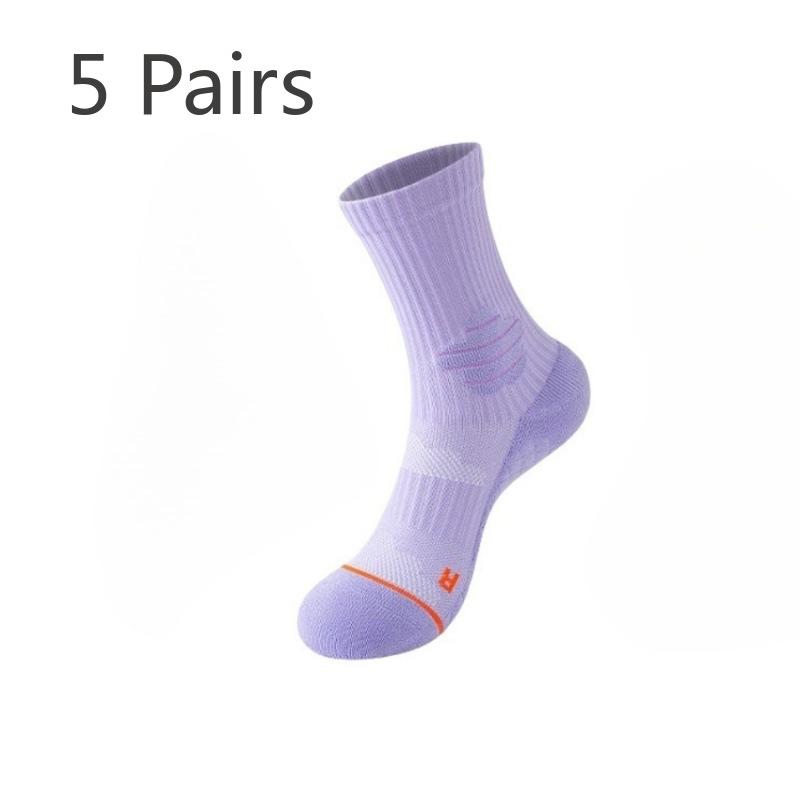 

Women s Spring and Summer Long Tube Fitness Non Slip Badminton Basketball Professional Running Socks 1 pair фиолетовый