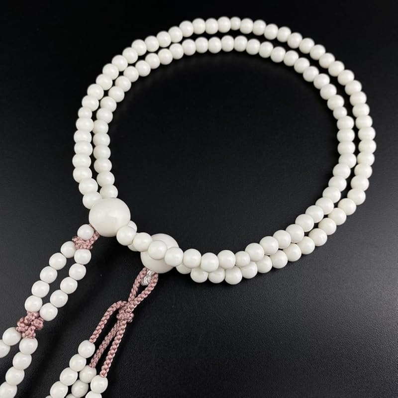 Myorenka für Soka Gakkai Gebetsperlen, neue elfenbeinfarbene PC-Kugel-Shaku, Größe M, Unisex-Mala-Perlen + Mala-Perlen-Set, Odamaki, Sanskrit, Tenbou, SGI-Gebetsperlen