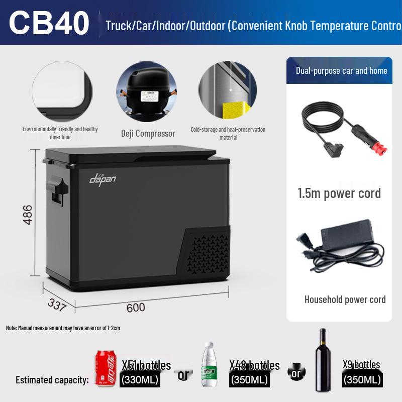 Daipan 30L Dual-Use Vehicle Refrigerator with Universal 12V/24V Compressor for Trucks, Cars, and Home Use