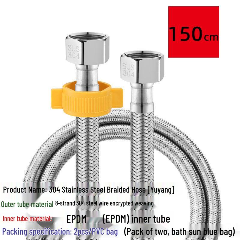High-Pressure Explosion-Proof 304 Stainless Steel Braided Hose for Water Inlet