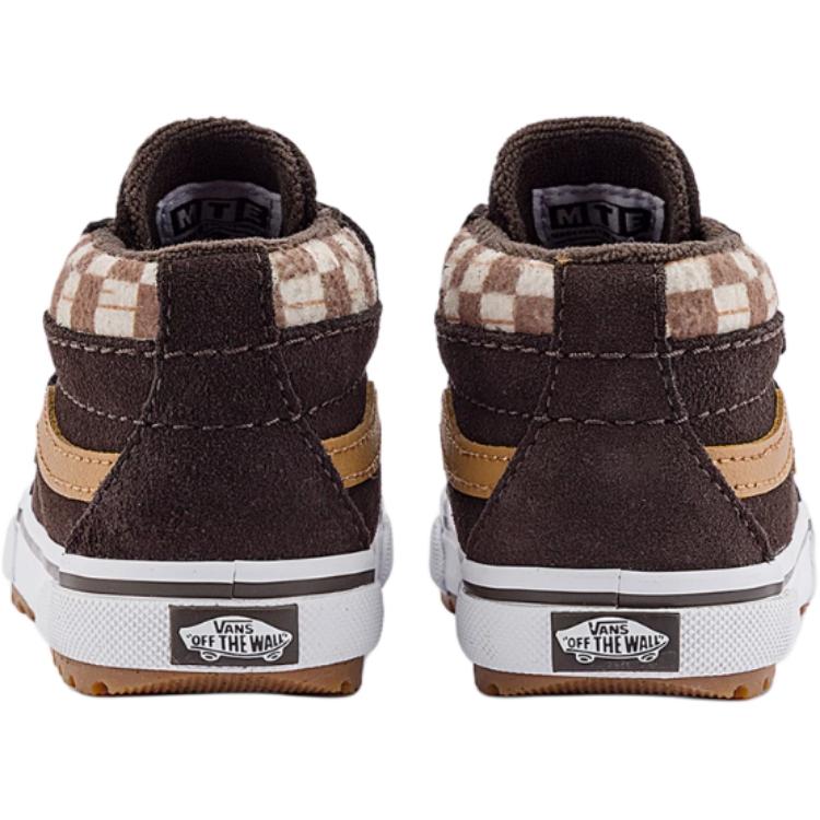 Vans Classics Comfortable Versatile Anti-Kick Shock-Absorbing Mid-Top Walking Shoes Baby Shoes Dark-Brown VN000D11BF2