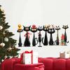 Christmas Black Cat Group Portrait Self-adhesive Wall Sticker for Living Room Christmas Wall Scene Decoration Sticker