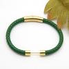 Edelstahl Ein-Wort-Schnalle Lederarmband Geflochtenes Lederseil Magnetverschluss Armband Perlen Handseil Exquisites Partnerarmband
