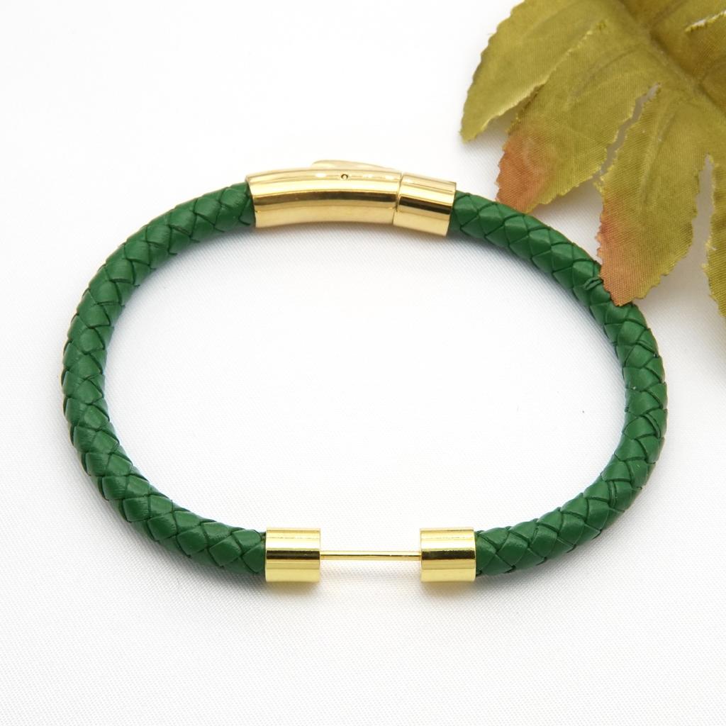 Edelstahl Ein-Wort-Schnalle Lederarmband Geflochtenes Lederseil Magnetverschluss Armband Perlen Handseil Exquisites Partnerarmband