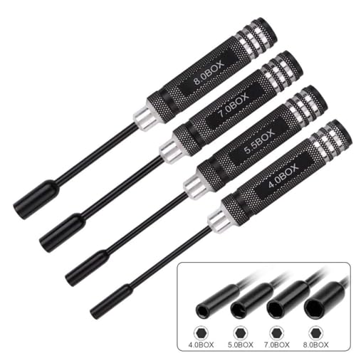 Hex Nut Driver, Hex Driver Wrench, Hex Socket Nut Driver, Precision Nut Driver Set, Hex Socket Nut Driver for Model Airplane Repair (4.0mm, 5.5mm, 7.0